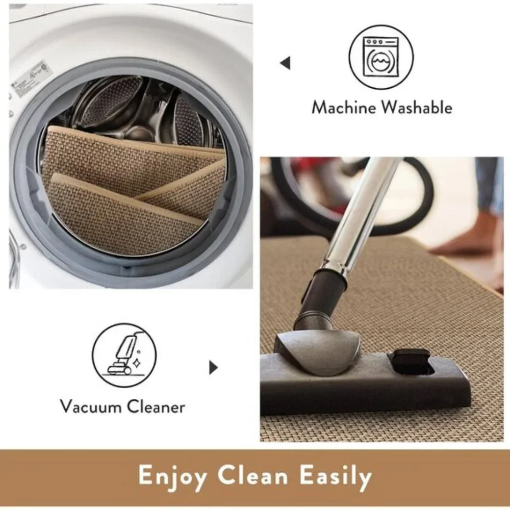 New 2x3 Beige Farmhouse Entryway Rug, Washable, Non-Slip Indoor Door Mat